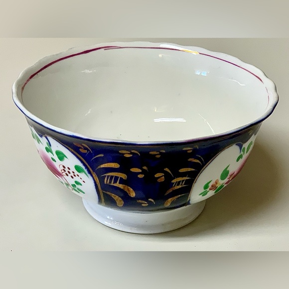 19th Century Antique Gaudy Welsh Feather Pattern Hand Painted Luster Bowl - Picture 15 of 16
